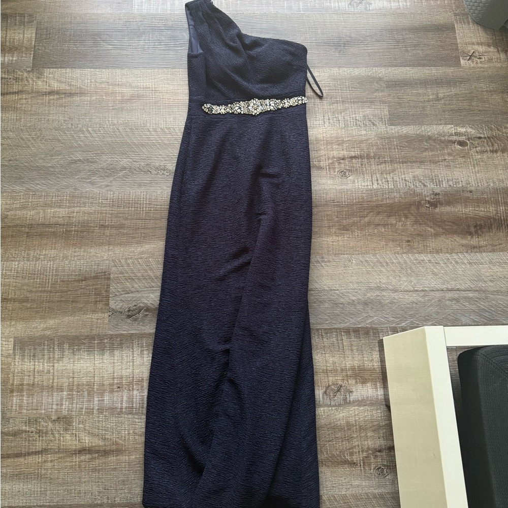 Blue one shoulder maxi dress